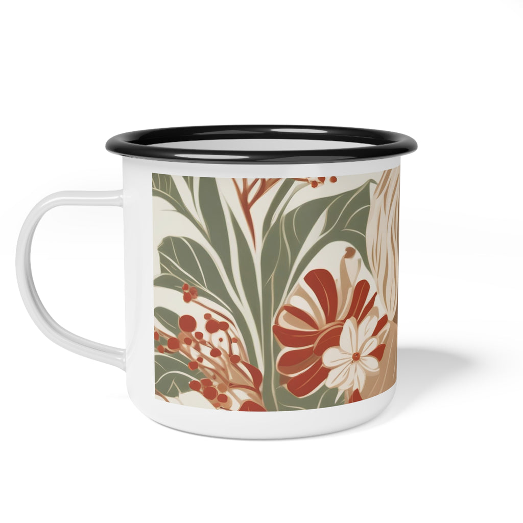 Puppy with a Red Collar, Enamel Camping Mug for Coffee, Tea, Cocoa, or Cereal - 12oz