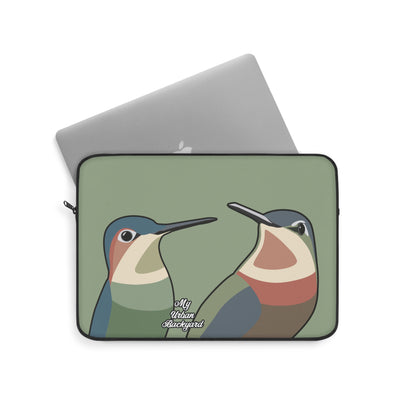 Hummingbirds on Sage Green, Laptop Carrying Case, Top Loading Sleeve for School or Work