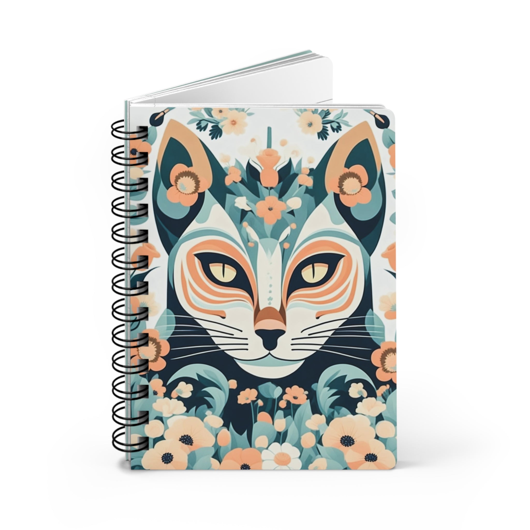 Floral Cat Spiral Journal