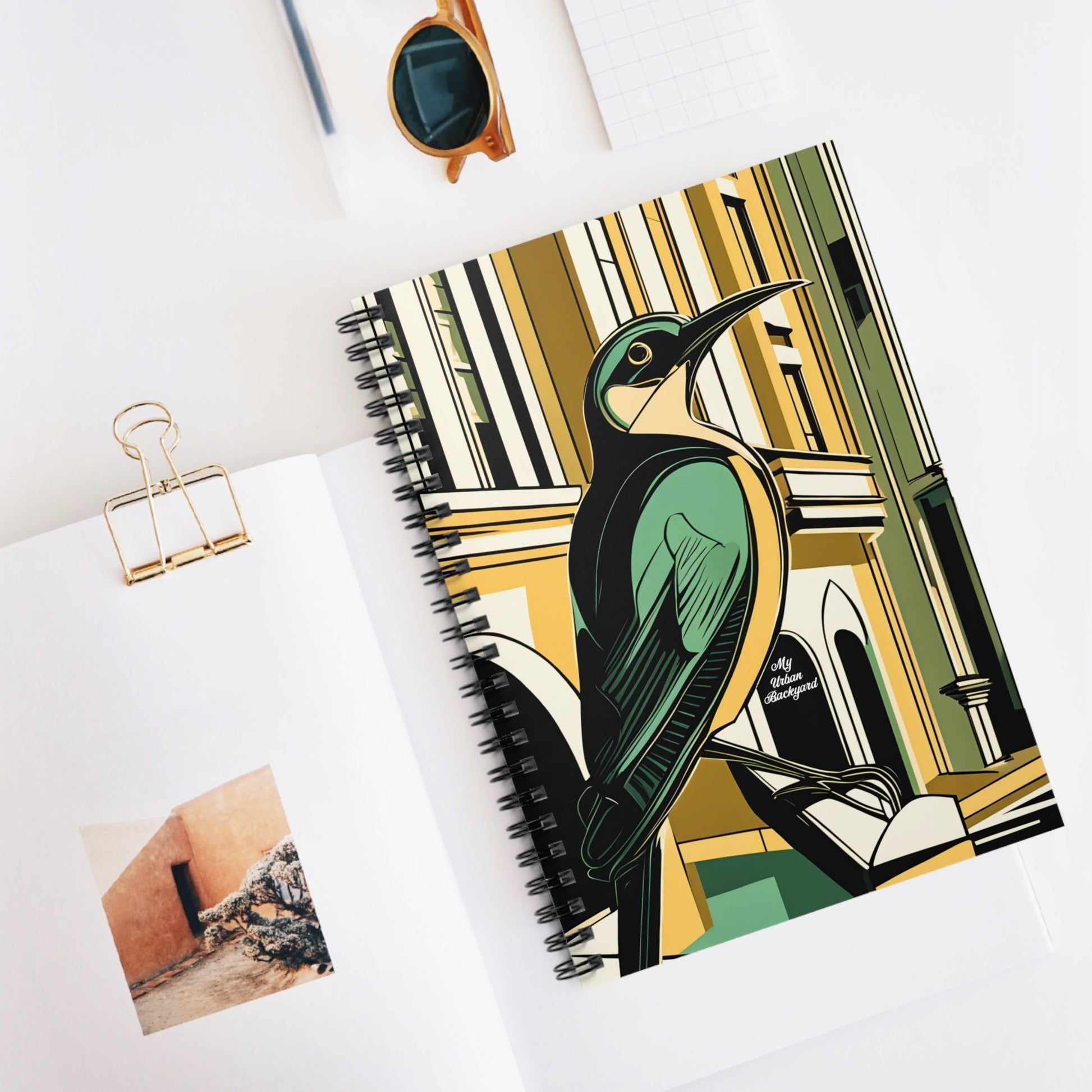 Bird in the City, Spiral Notebook Writing Journal - 118 Ruled Pages