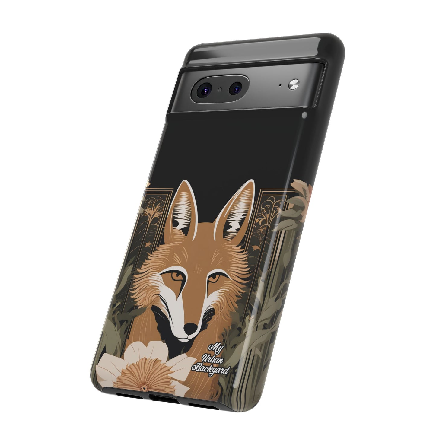 Art Deco Coyote with Flower, Cell Phone Case - Apple, Samsung or Google Pixel