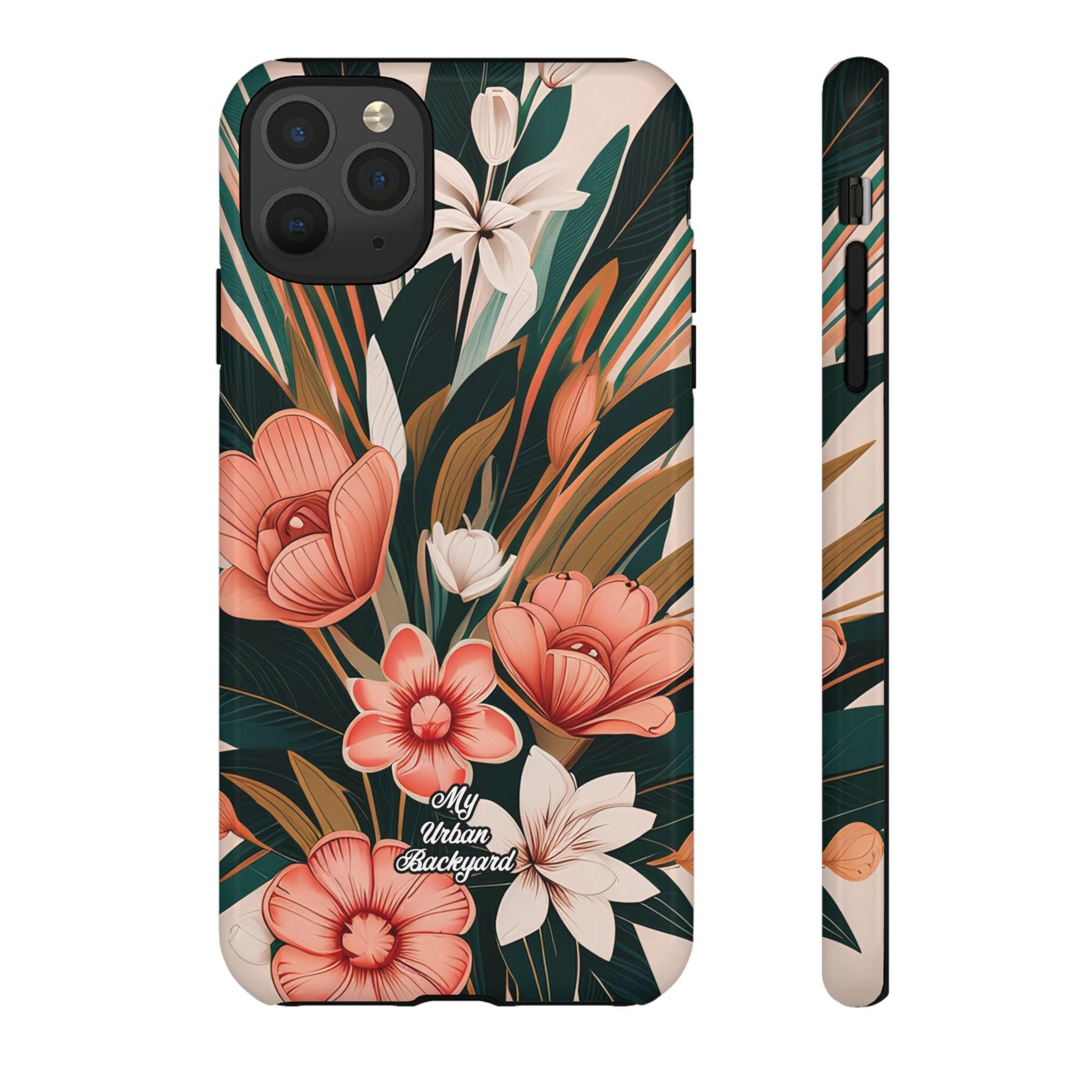 Peach Art Deco Flowers, Cell Phone Case - Apple, Samsung, Google Pixel