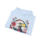 Bald Eagle w Flowers, Unisex Hoodie w Front Pocket