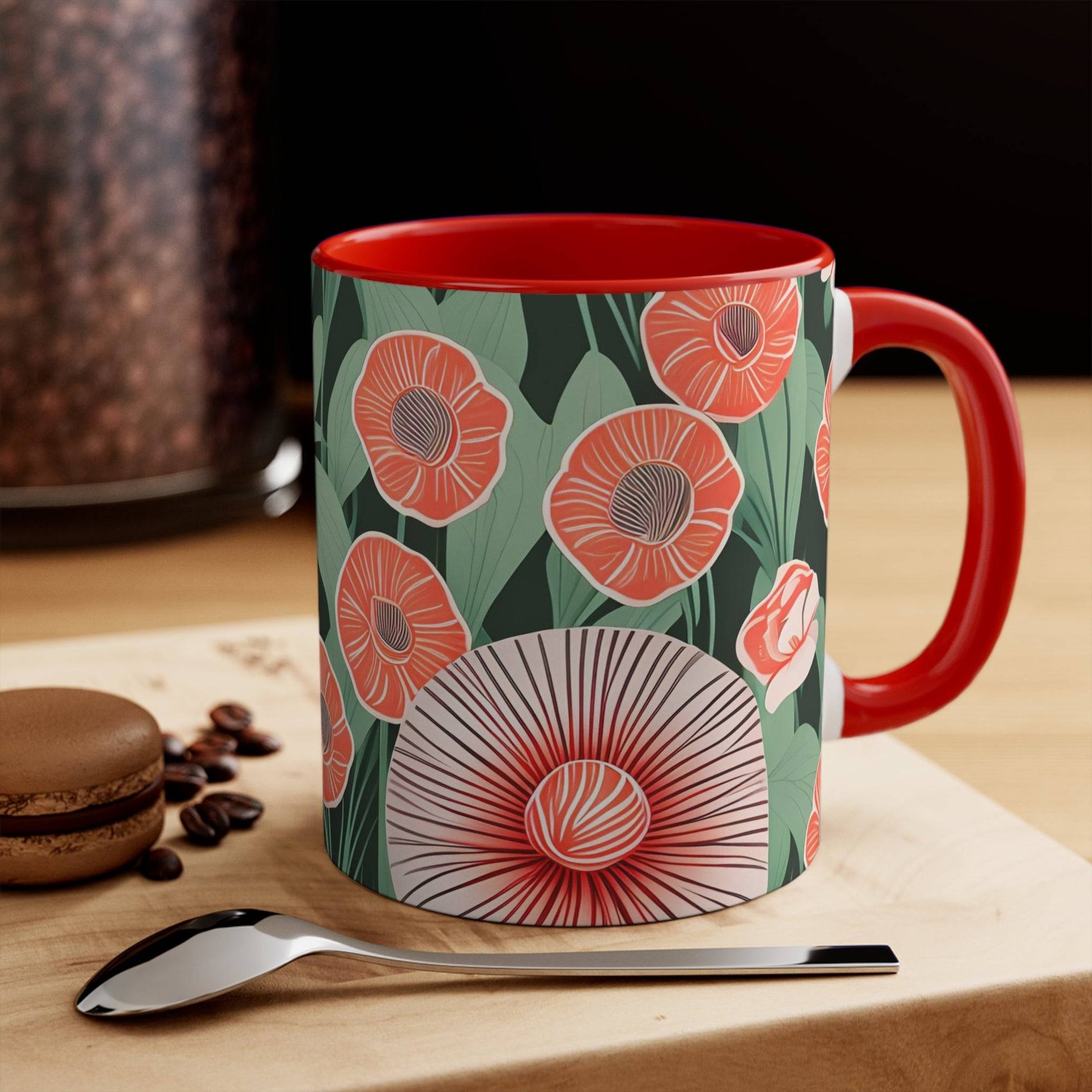 Ceramic Mug for Coffee, Tea, Hot Cocoa. Home/Office, Art Deco Flowers