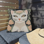 Genevieve Meowcroft, Sage accent color, Cat Throw Pillow