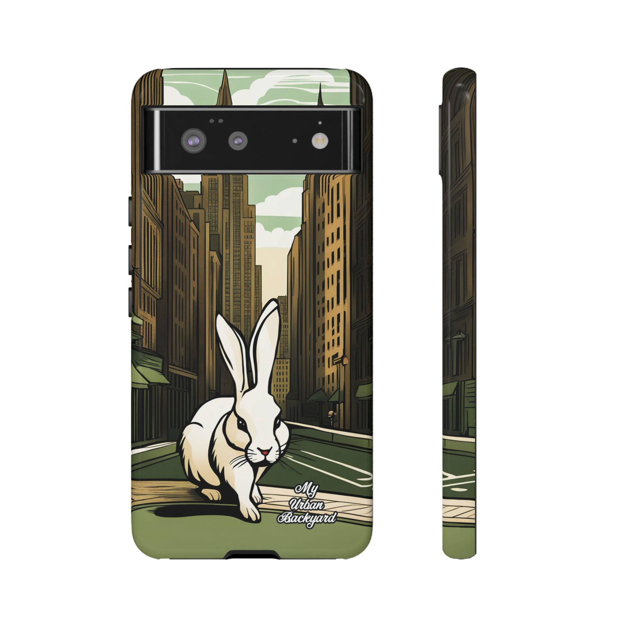 White Rabbit on a City Street, Cell Phone Case - Apple, Samsung, Google Pixel
