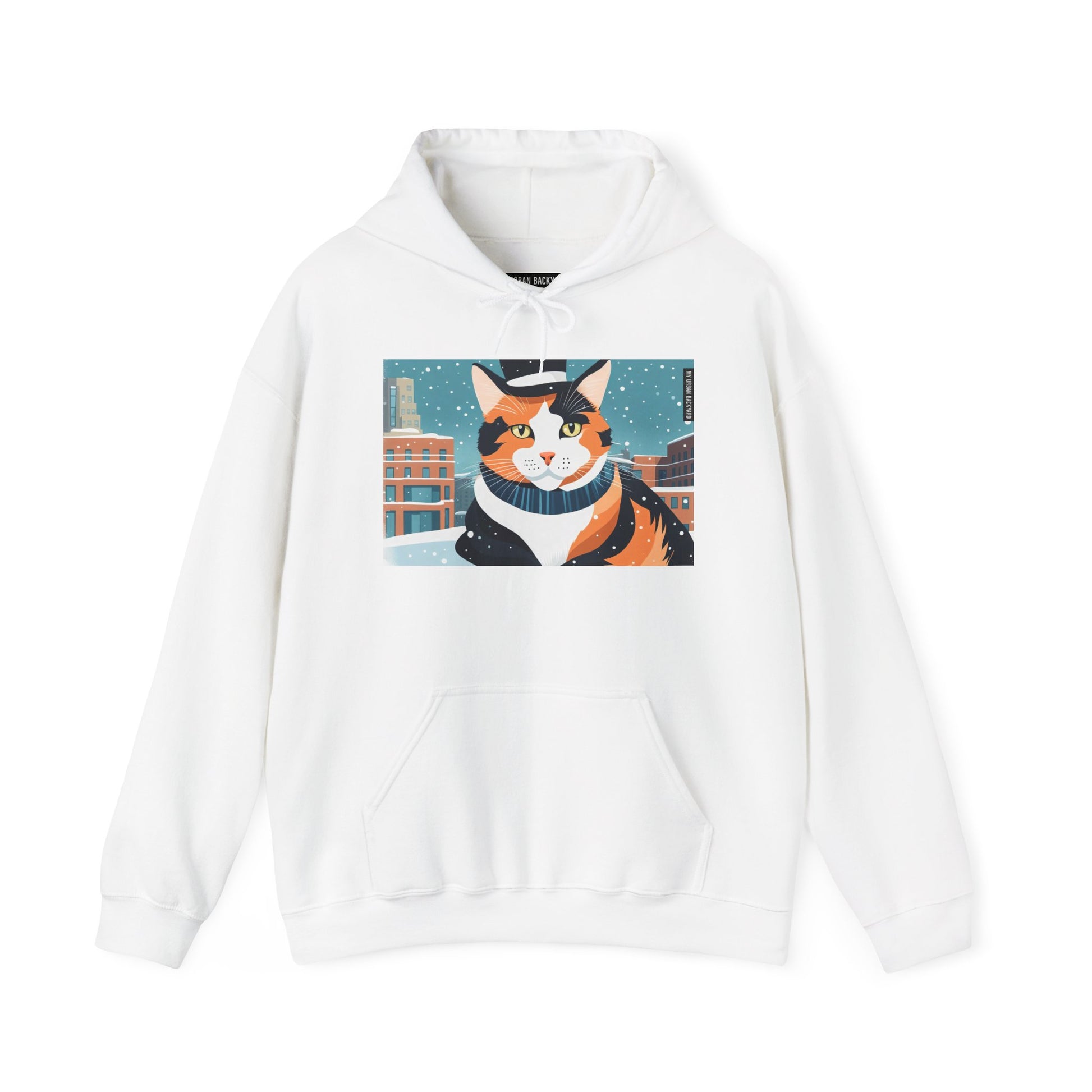 Calico Cat in Snow Hoodie — Cozy Winter Cat Lover Sweatshirt