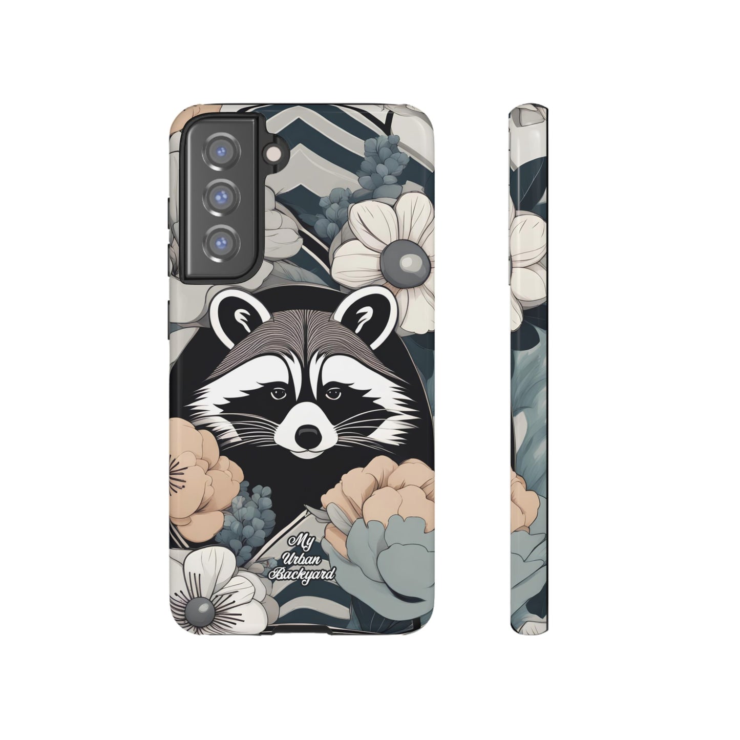 Art Deco Raccoon with Flowers, Cell Phone Case - Apple, Samsung, or Google Pixel