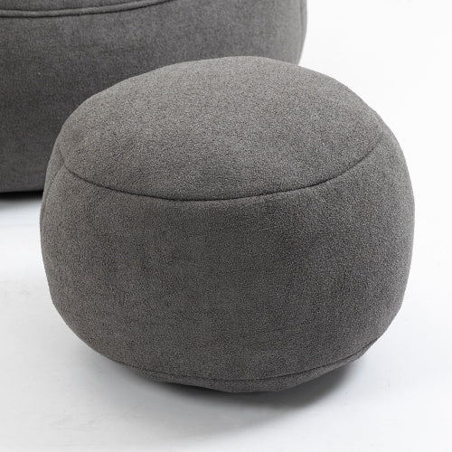 Bean Bag Chair With Footrest, Compressed High Pressure Foam, Grey