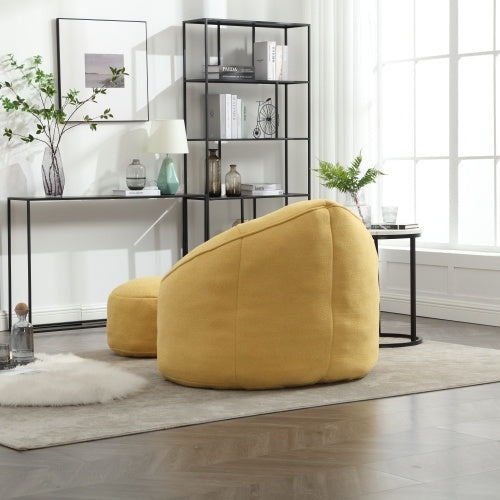 Bean Bag Chair With Footrest, Compressed High Pressure Foam, Yellow