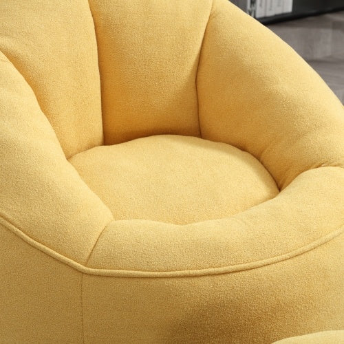 Bean Bag Chair With Footrest, Compressed High Pressure Foam, Yellow