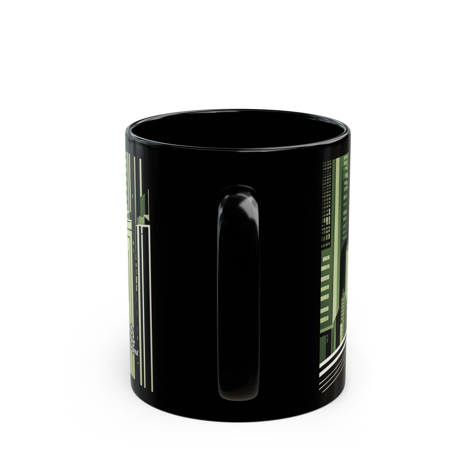 Art Deco Coyote Mug, Unique 11oz/15oz Black Coffee Cup, Retro Home Decor, Gift for Animal Lovers, Vintage Style, Perfect for Any Occasion