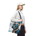 French Bulldog Winter Tote Bag — Snowy Pup All-Over Print Tote
