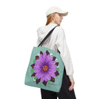 Purple Flower Tote Bag with Cotton Handles For Everyday Use, 3 Sizes