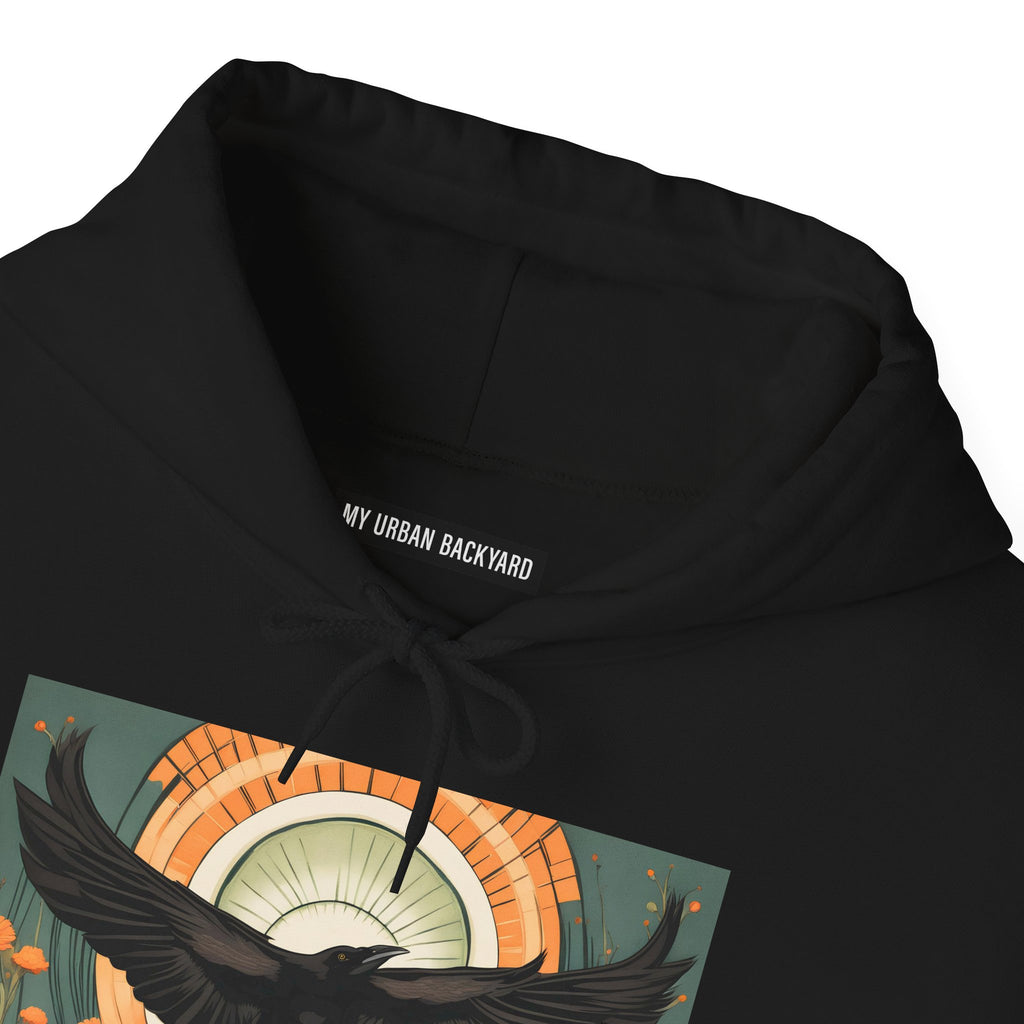 Flying Crow Hoodie, Cozy Bird Design Sweatshirt, Gift for Nature Lovers, Fall Fashion, Eco-Friendly Apparel