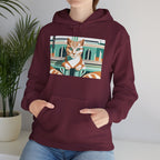 Art Deco Tabby Cat, Unisex Hoodie w Front Pocket