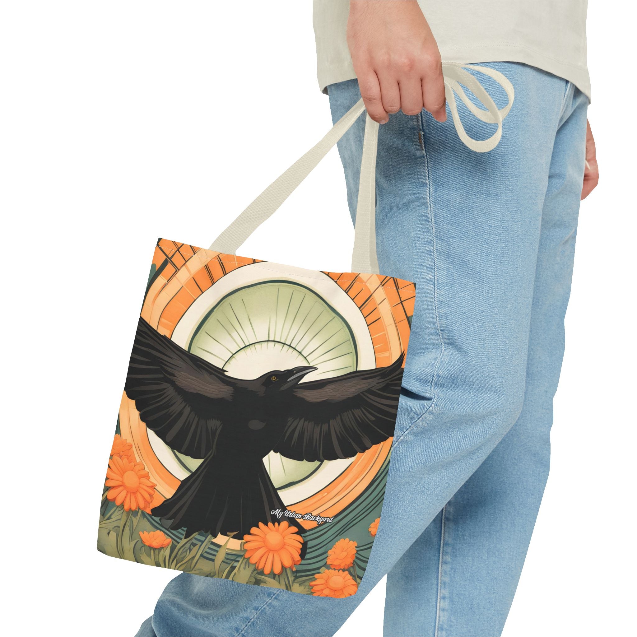 Flying Crow Tote Bag with Cotton Handles For Everyday Use, 3 Sizes