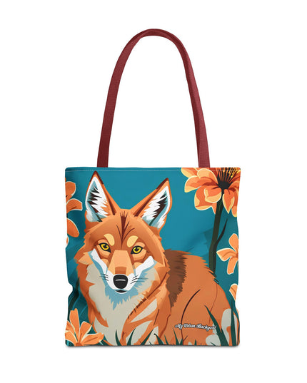 Coyote with Flowers Tote Bag with Cotton Handles For Everyday Use, 3 Sizes