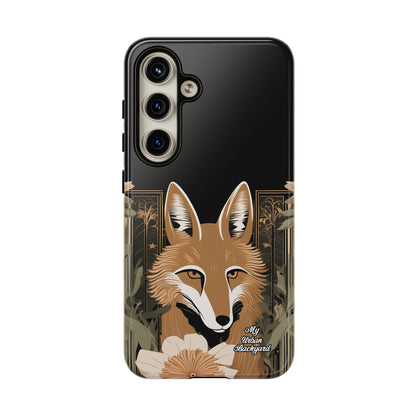 Art Deco Coyote with Flower, Cell Phone Case - Apple, Samsung or Google Pixel