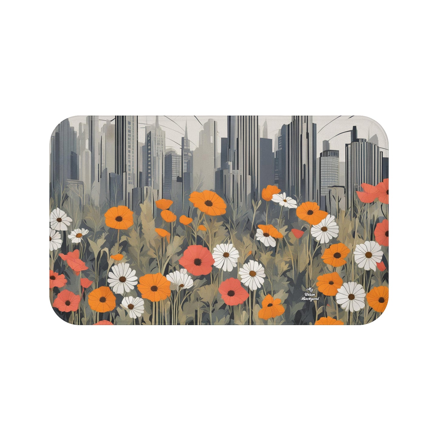 Urban Wildflowers, Memory Foam Bath Mat - Cozy Bathroom Essential