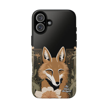 Art Deco Coyote with Flower, Cell Phone Case - Apple, Samsung or Google Pixel