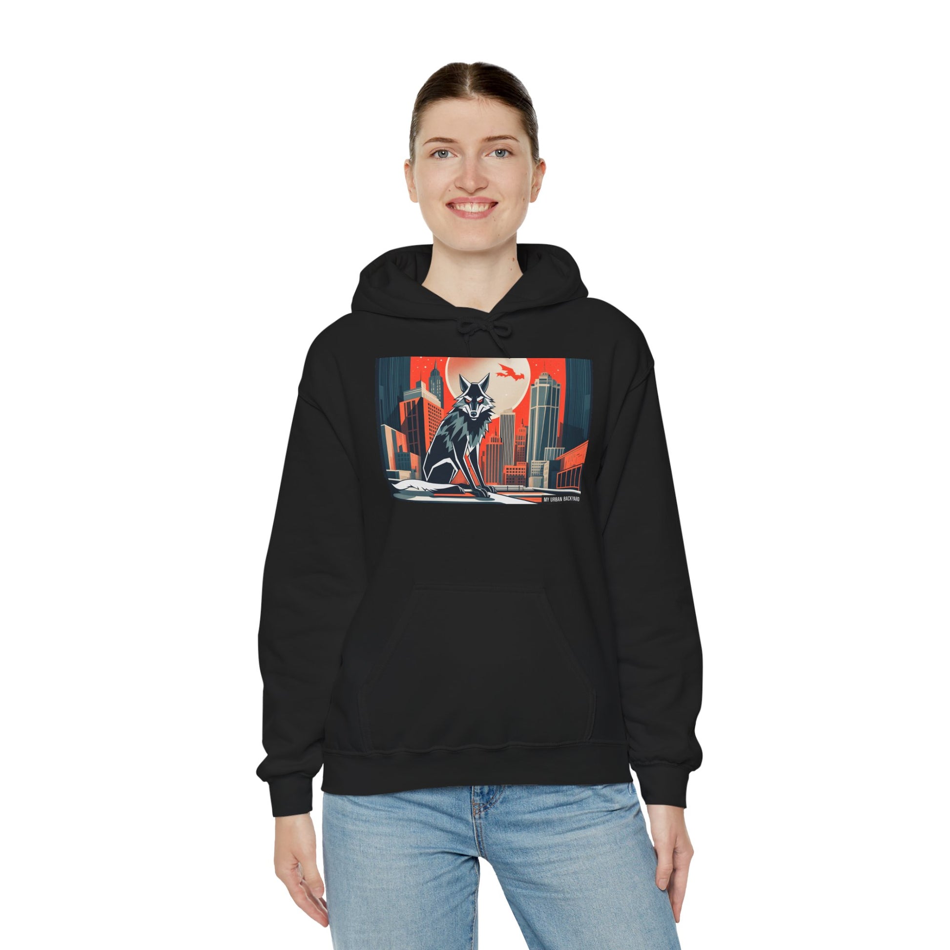 Urban Wolf Hoodie, Cozy Unisex Sweatshirt, Outdoor Adventure, Animal Lover Gift, Fall Style, Adventure Ready