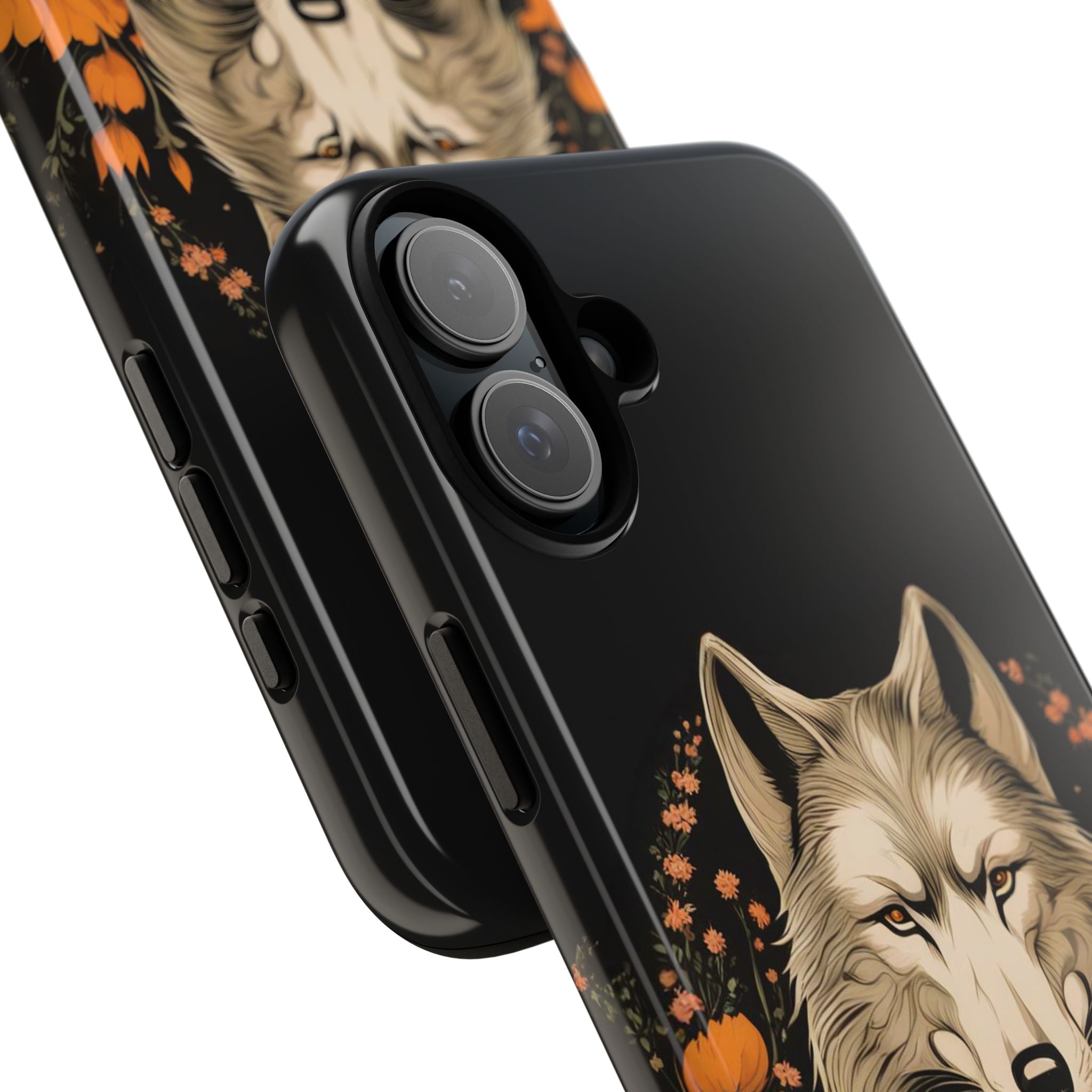Wolf with Flowers, Animal Cell Phone Case - Apple, Samsung, Google Pixel
