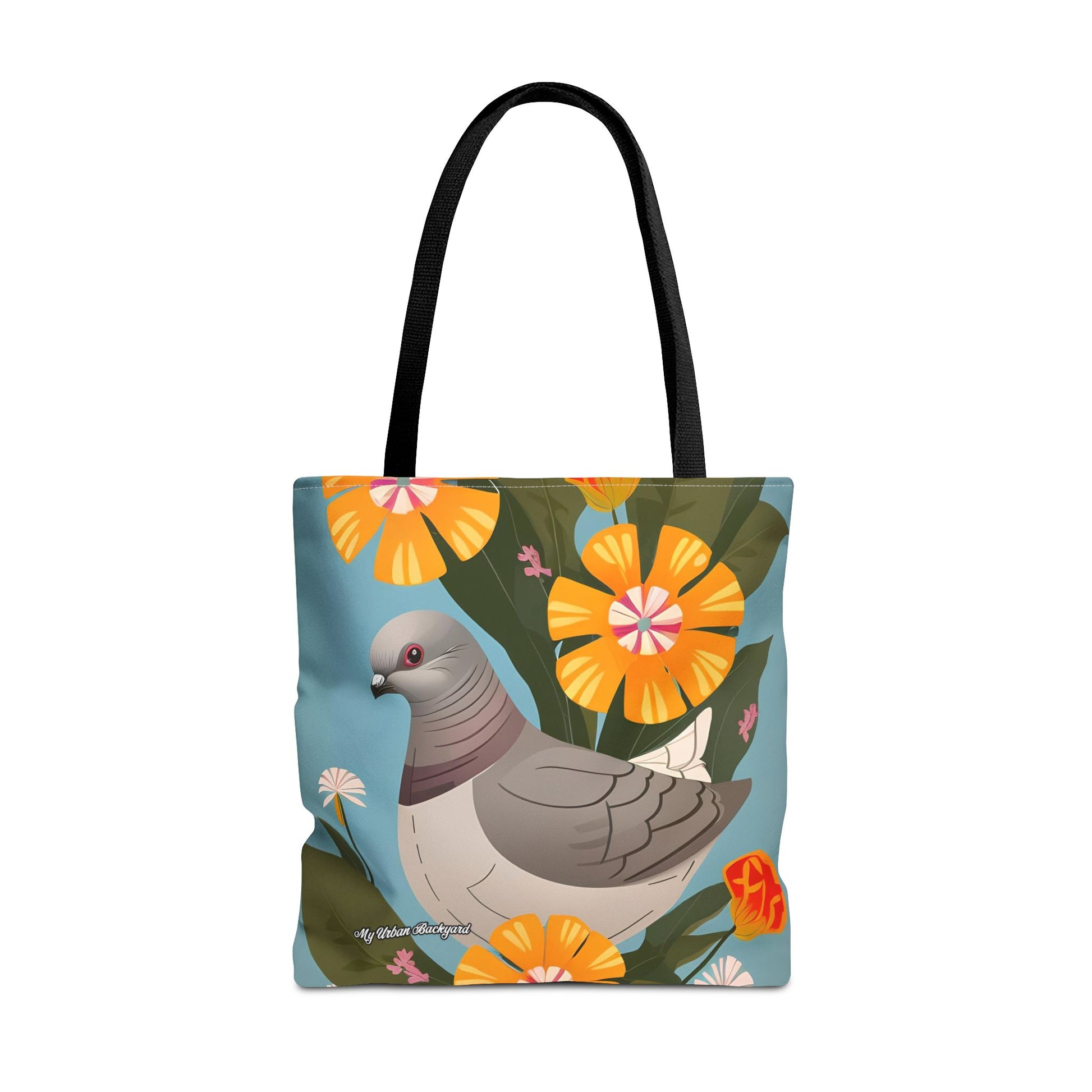 Pigeon and Yellow Flowers Tote Bag with Cotton Handles For Everyday Use, 3 Sizes