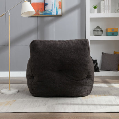 Soft Teddy Tufted Foam Bean Bag Chair, Dark Gray