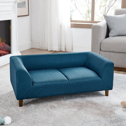 Modern Dog Sofa With Backrest And Armrests, 39.5" For Medium And Large Dogs, Blue or Grey