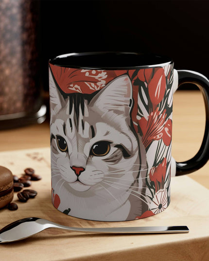 Ceramic Mug for Coffee, Tea, Hot Cocoa. Home/Office, White Cats