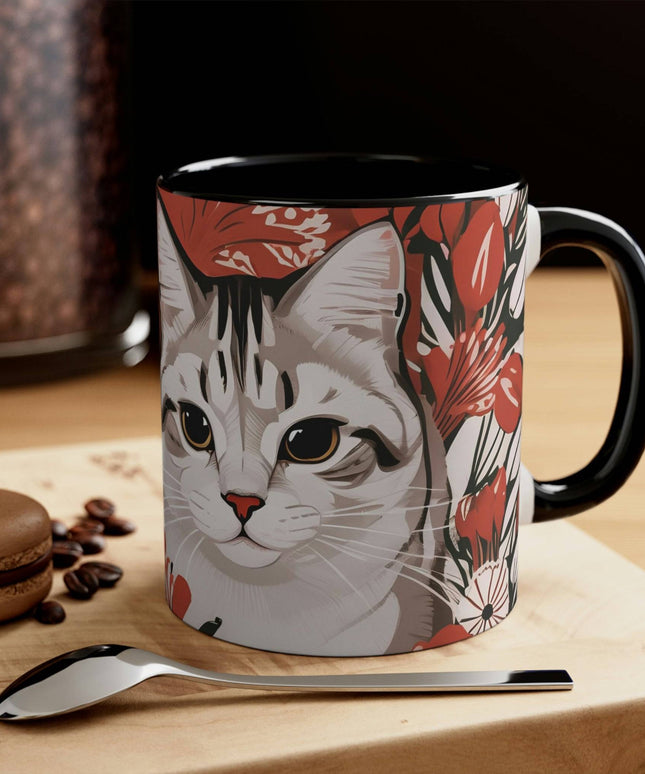 Ceramic Mug for Coffee, Tea, Hot Cocoa. Home/Office, White Cats