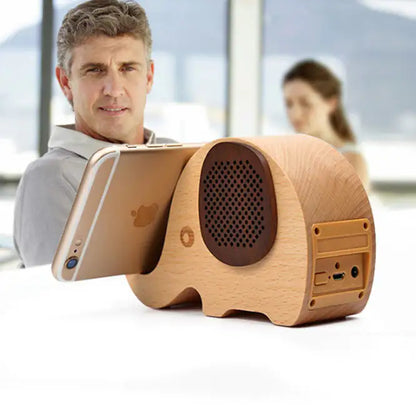 2-IN-1 Bluetooth Speaker And Wood Cell Phone Stand