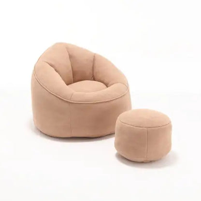 Premium Foam Bean Bag Chair with Padded Support and Footrest, Tan