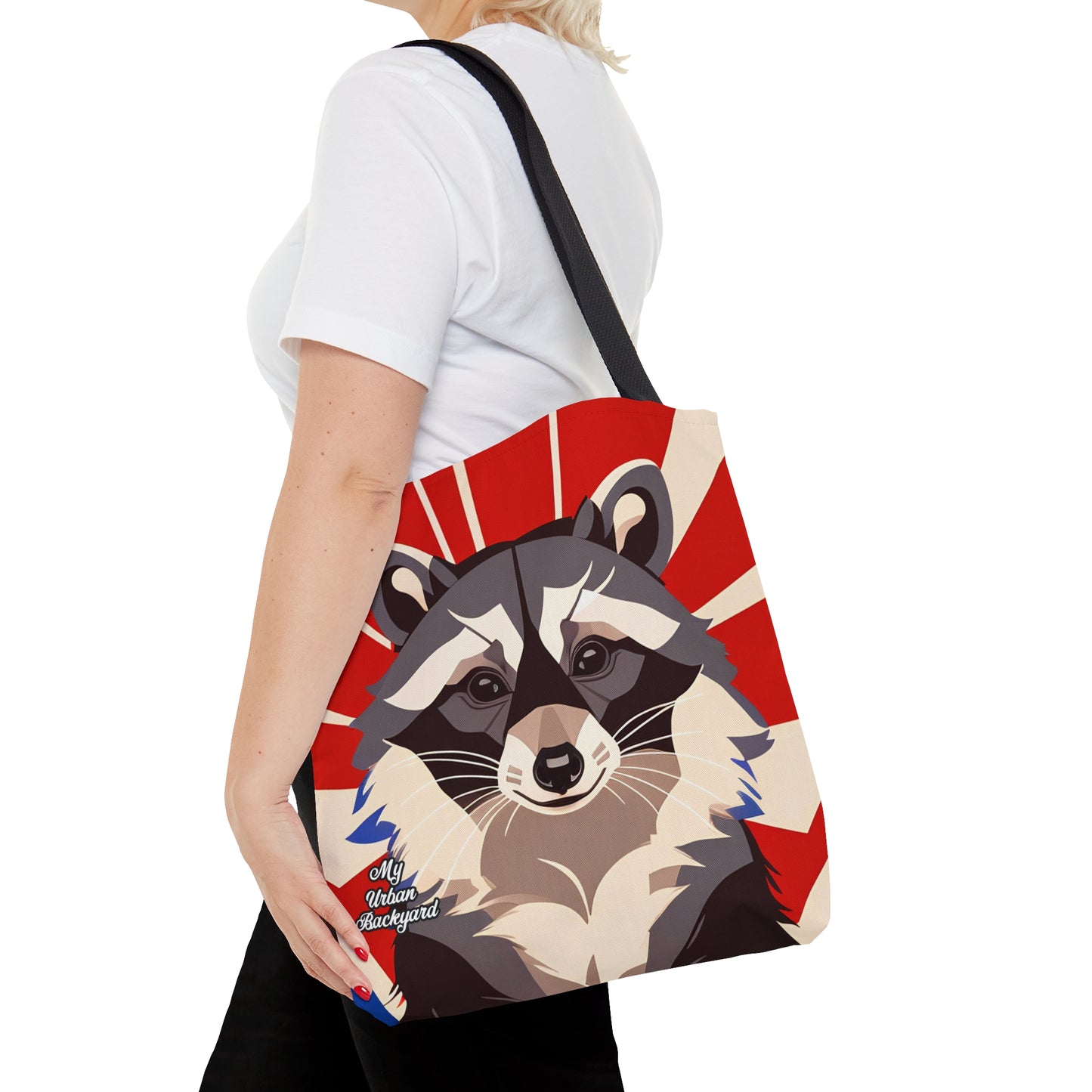 Raccoon on Art Deco Rays, Tote Bag for Everyday Use - Durable and Functional