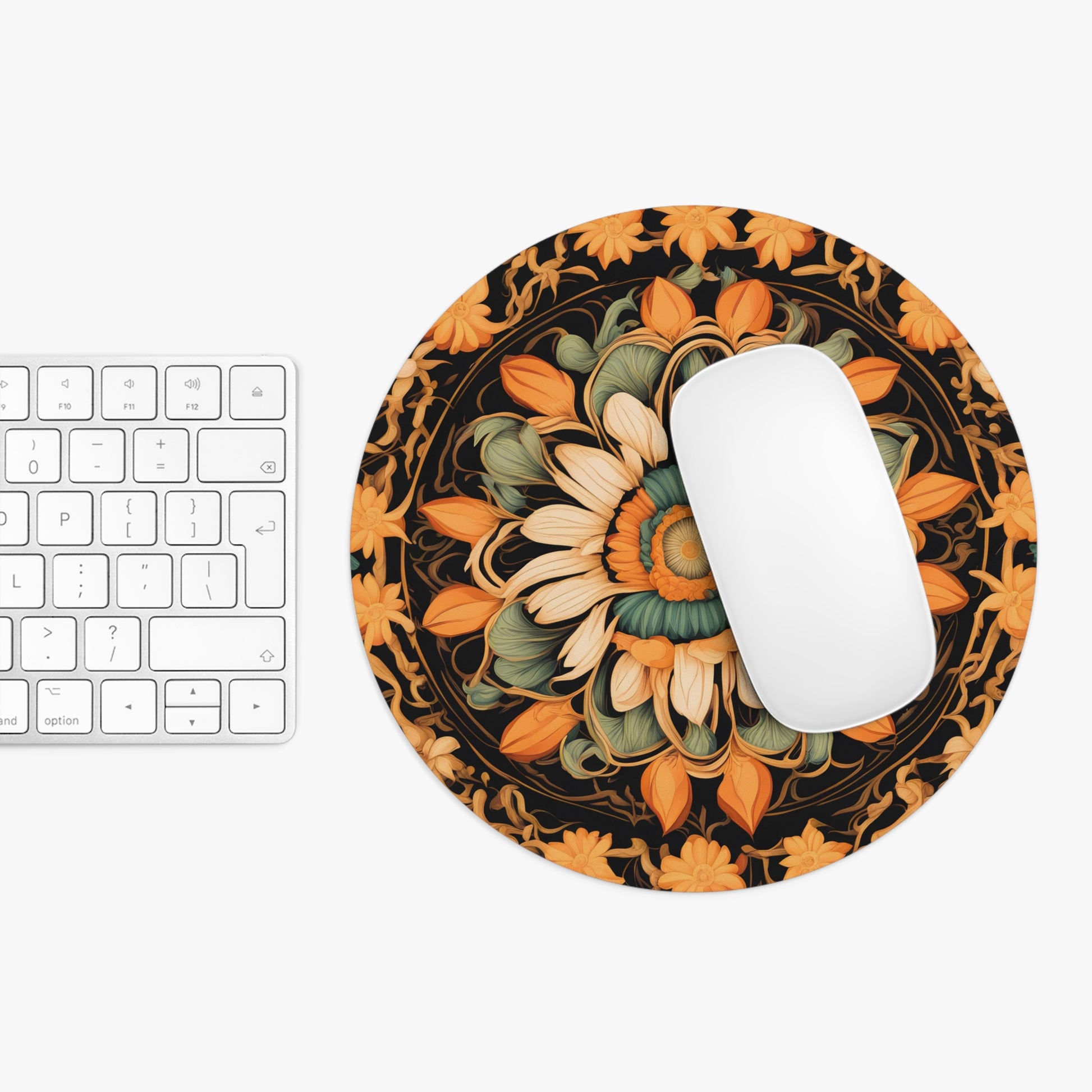 Circle of Petals Mouse Pad, Vibrant Desk Accessory, Office Decor, Gift for Flower Lovers, Home Office Essentials, Computer Accessories