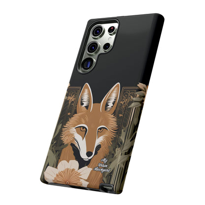 Art Deco Coyote with Flower, Cell Phone Case - Apple, Samsung or Google Pixel