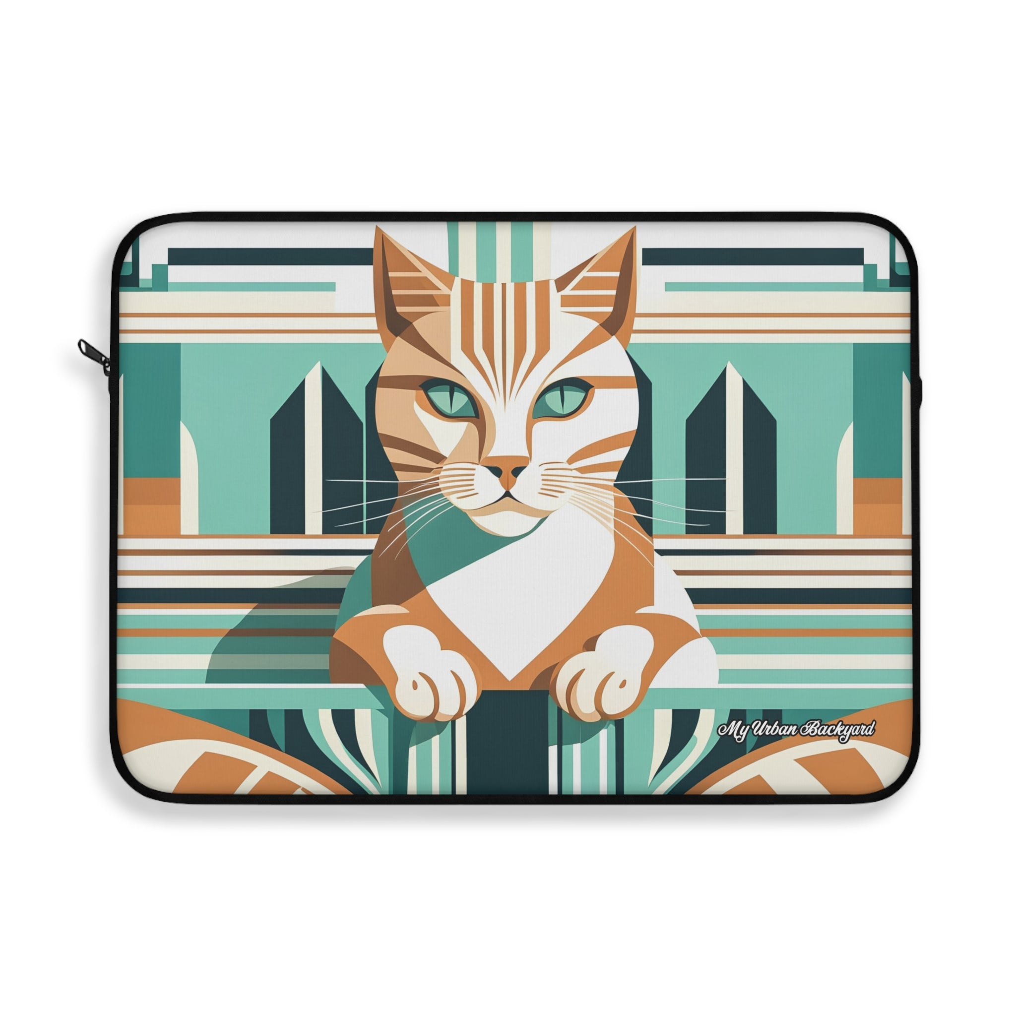 Art Deco Tabby Cat, Soft Laptop Sleeve, Unique Pet Lover Gift, Tech Accessory, Cat-Themed Case, Laptop Cover, Cute Cat Design, 3 Sizes