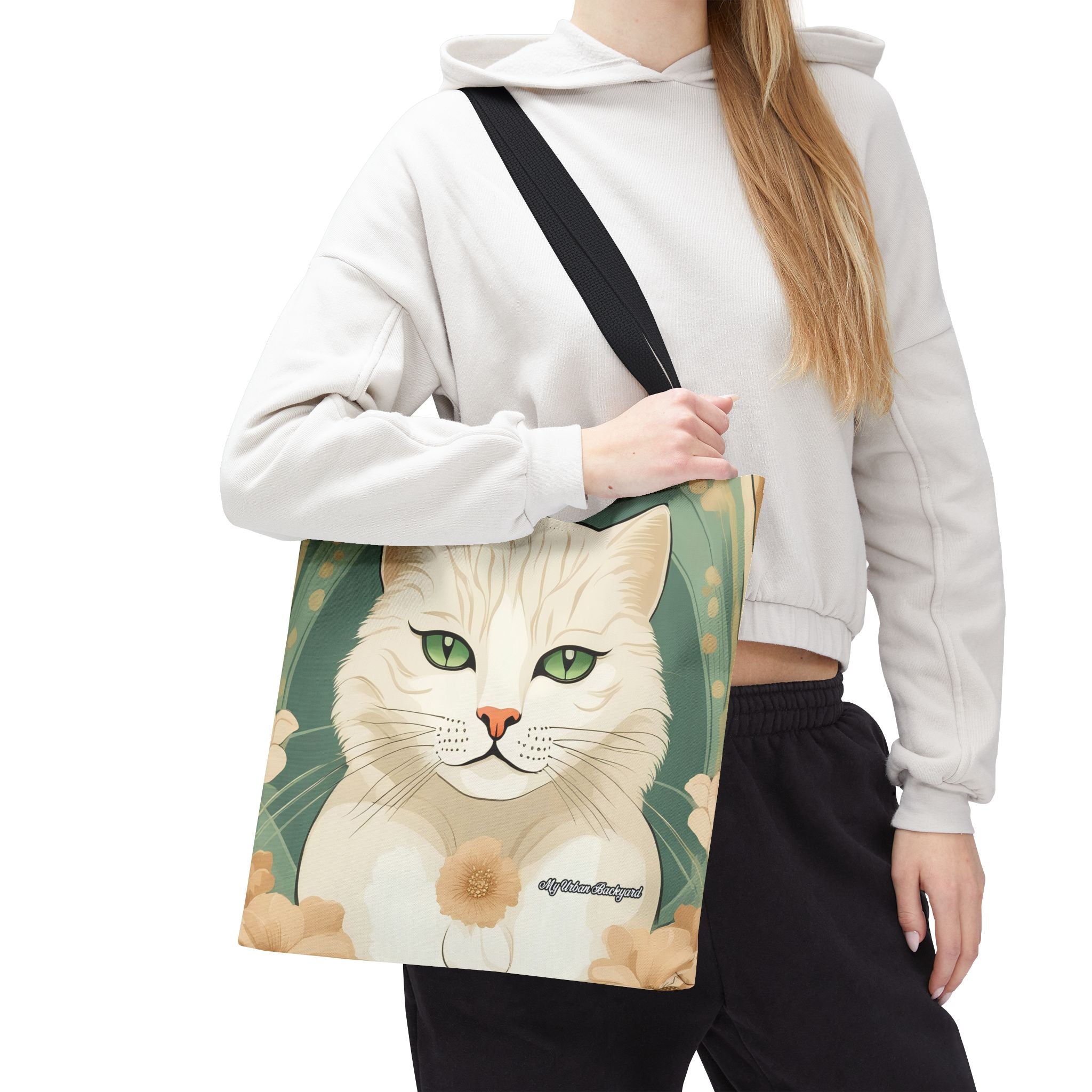 Blanca Purrington, Cat Tote Bag with Cotton Handles For Everyday Use, 3 Sizes