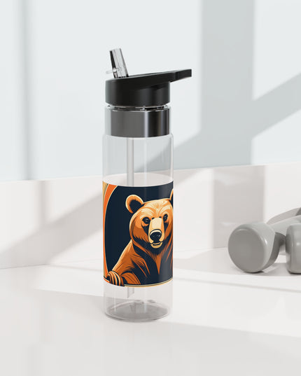 Art Deco Brown Bear, 20oz Sport Water Bottle, BPA-Free, Tritan™ plastic