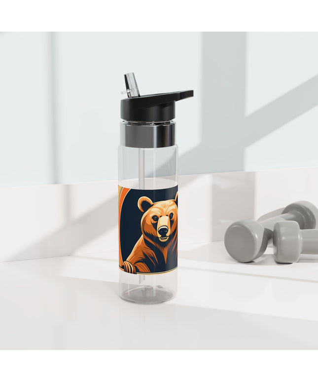 Art Deco Brown Bear, 20oz Sport Water Bottle, BPA-Free, Tritan™ plastic