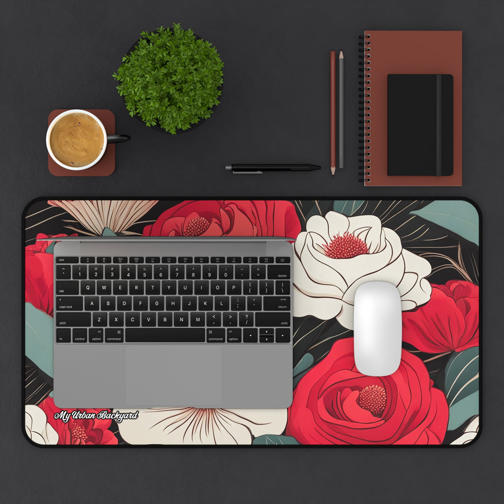Floral Desk Mat, Elegant Workspace Accessory, Home Office Decor, Mother's Day Gift, Floral Keyboard Pad, 3 Sizes