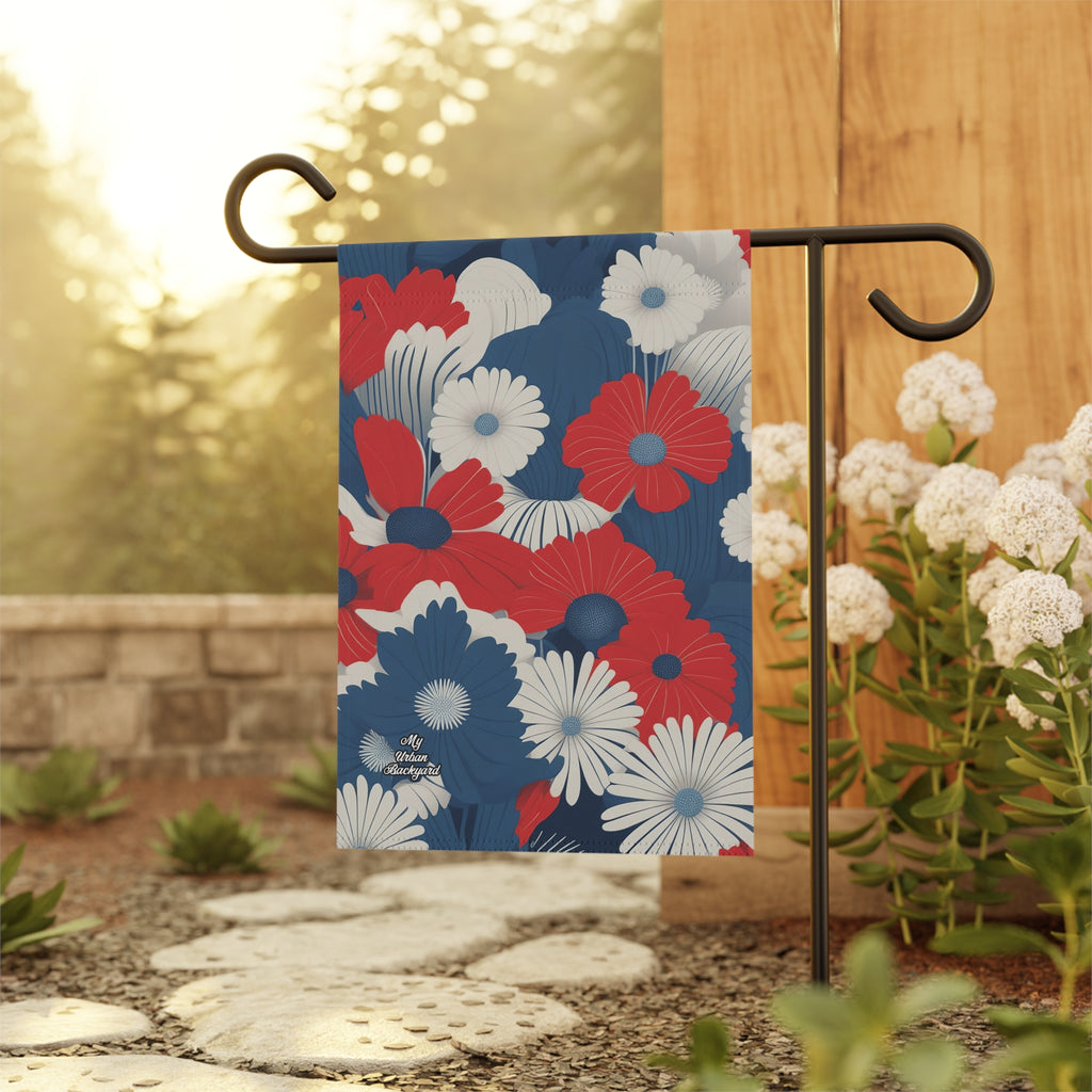 Patriotic Floral Garden Flag, Seasonal Outdoor Decoration, Floral Home Decor, Summer House Flag, 12"x18" - Flag only