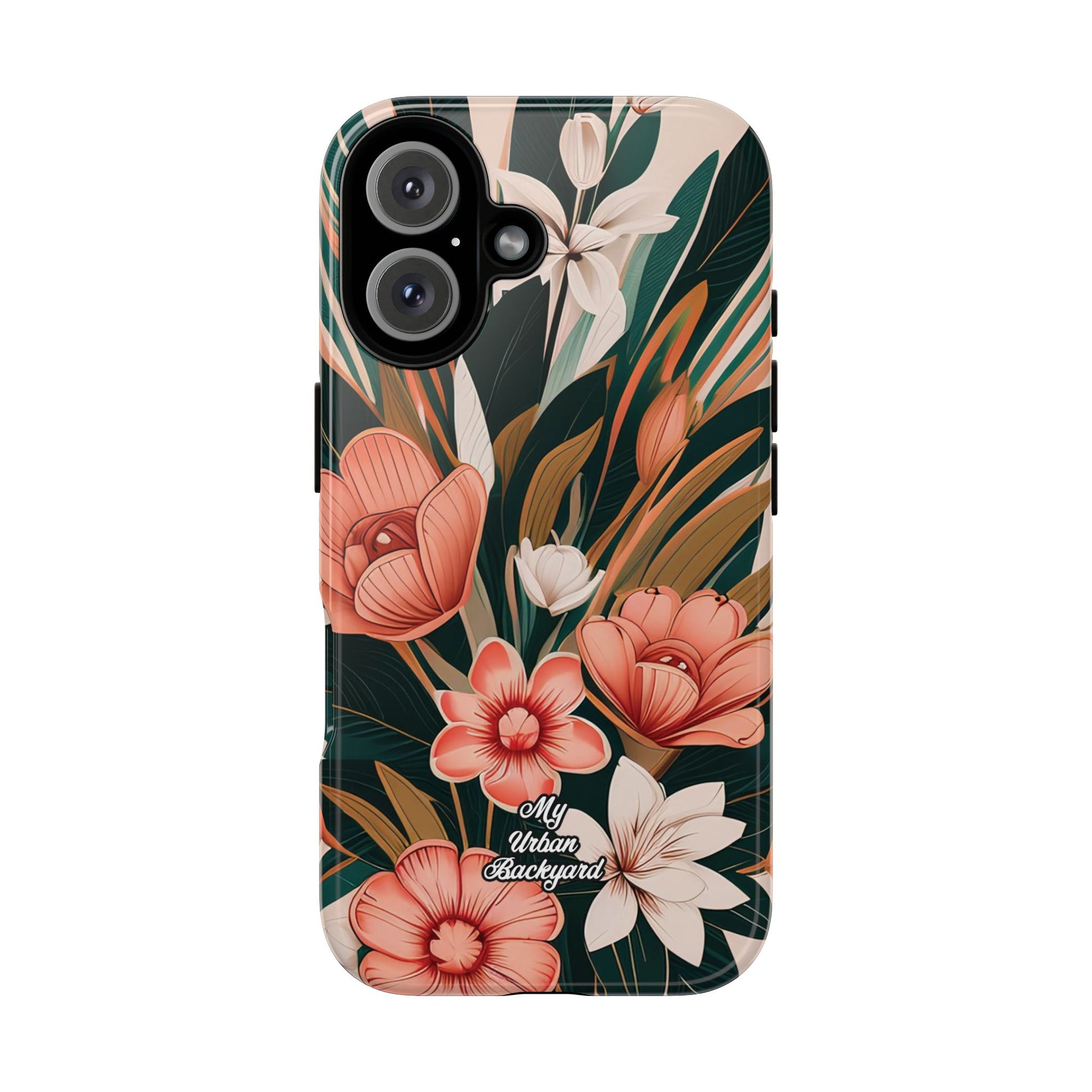 Peach Art Deco Flowers, Cell Phone Case - Apple, Samsung, Google Pixel