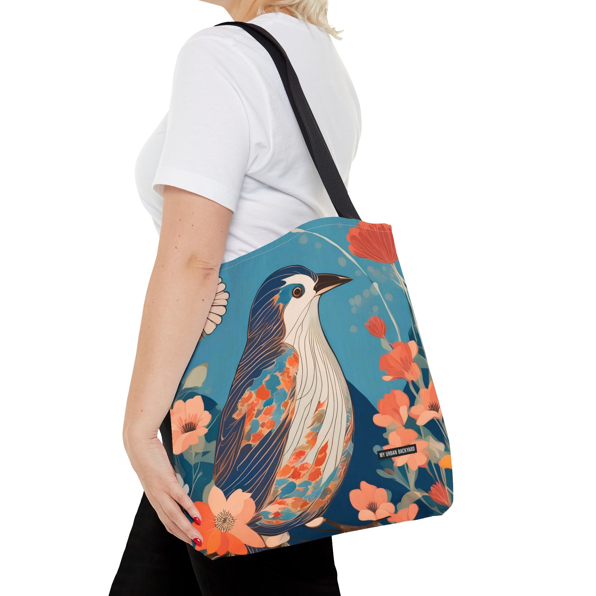 Colorful Bird, Everyday Tote Bag w Cotton Handles
