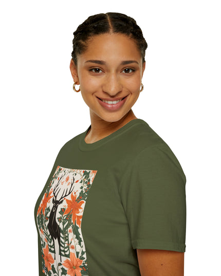 Winter Stag, Soft 100% Cotton T-Shirt, Unisex, Short Sleeve, Classic Fit