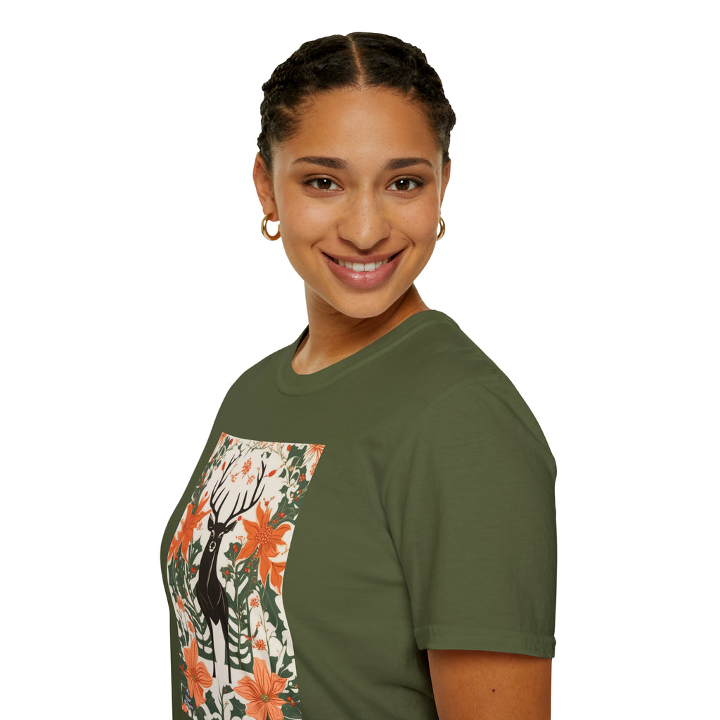 Winter Stag, Soft 100% Cotton T-Shirt, Unisex, Short Sleeve, Classic Fit
