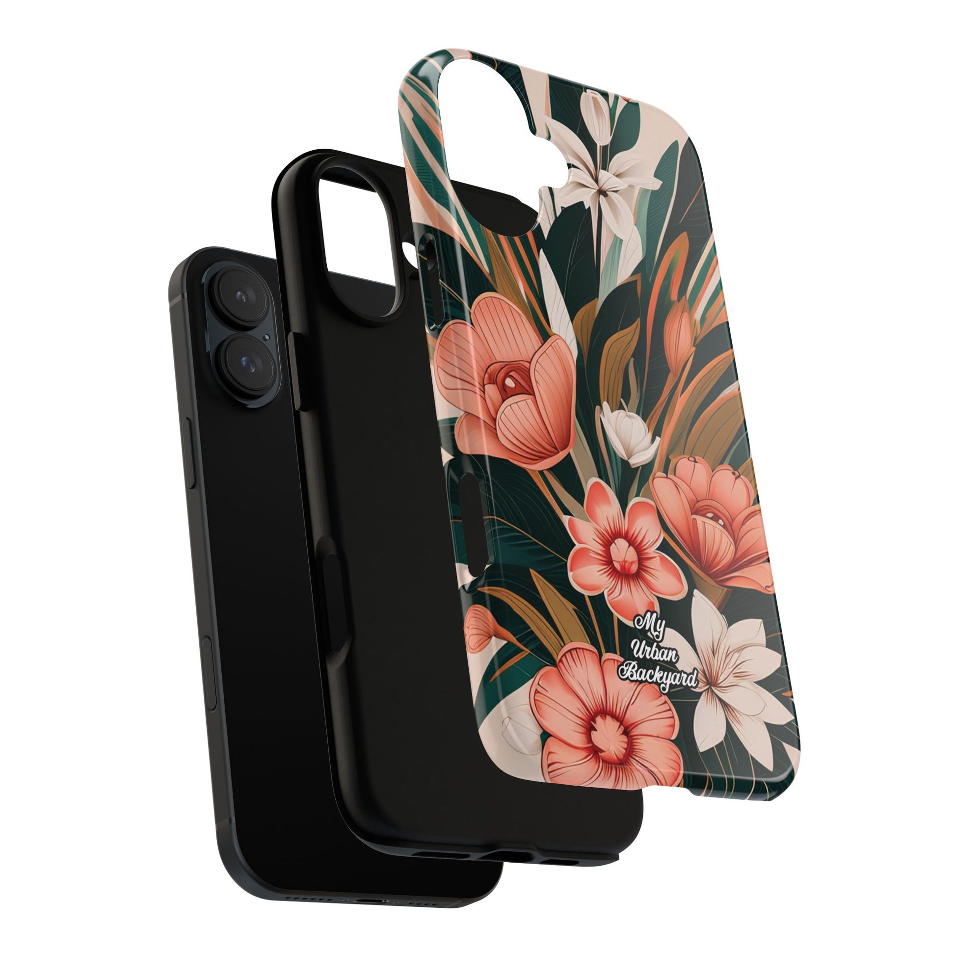 Peach Art Deco Flowers, Cell Phone Case - Apple, Samsung, Google Pixel
