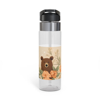 Brown Bear with Flowers, 20oz Sport Water Bottle, BPA-Free, Tritan™ plastic