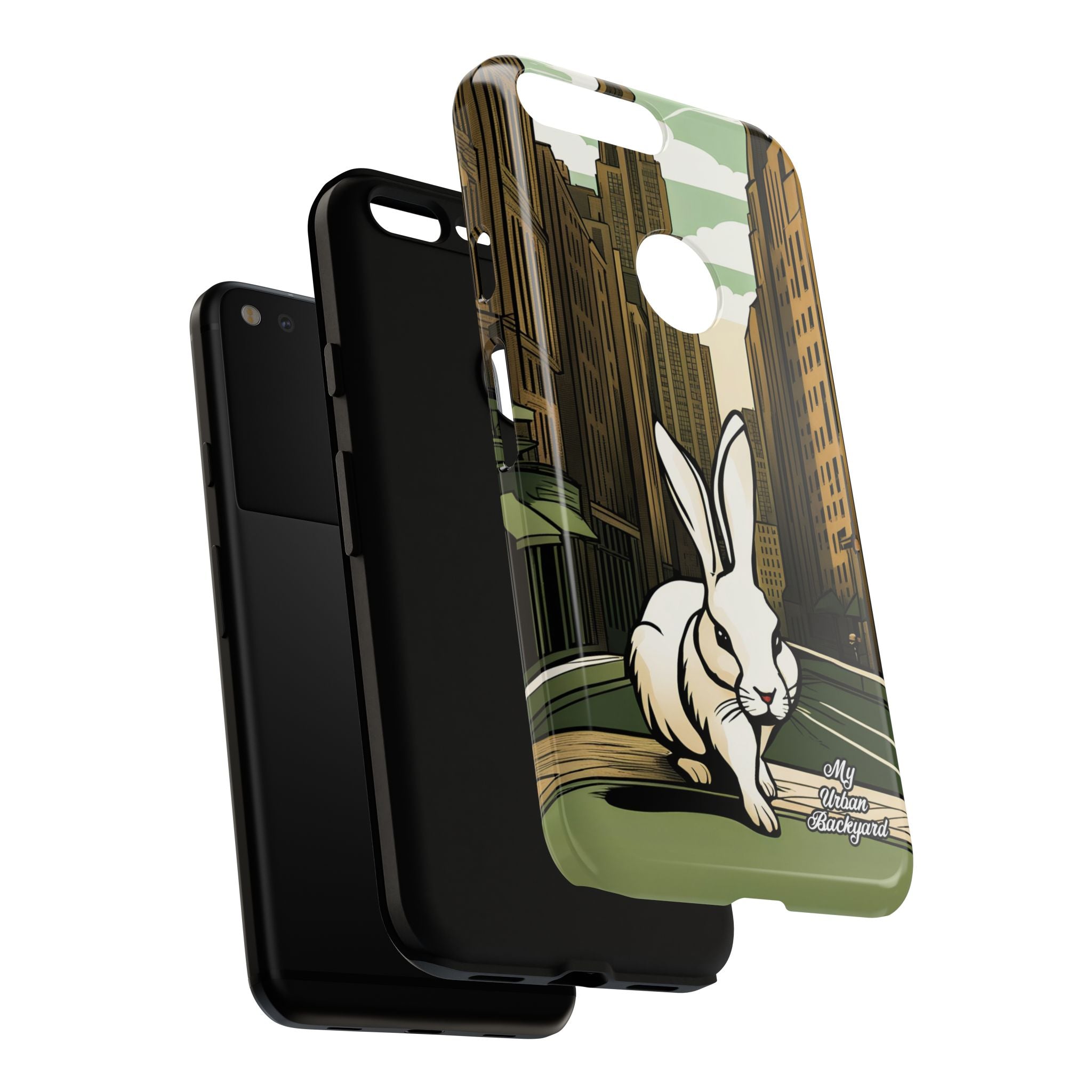 White Rabbit on a City Street, Cell Phone Case - Apple, Samsung, Google Pixel